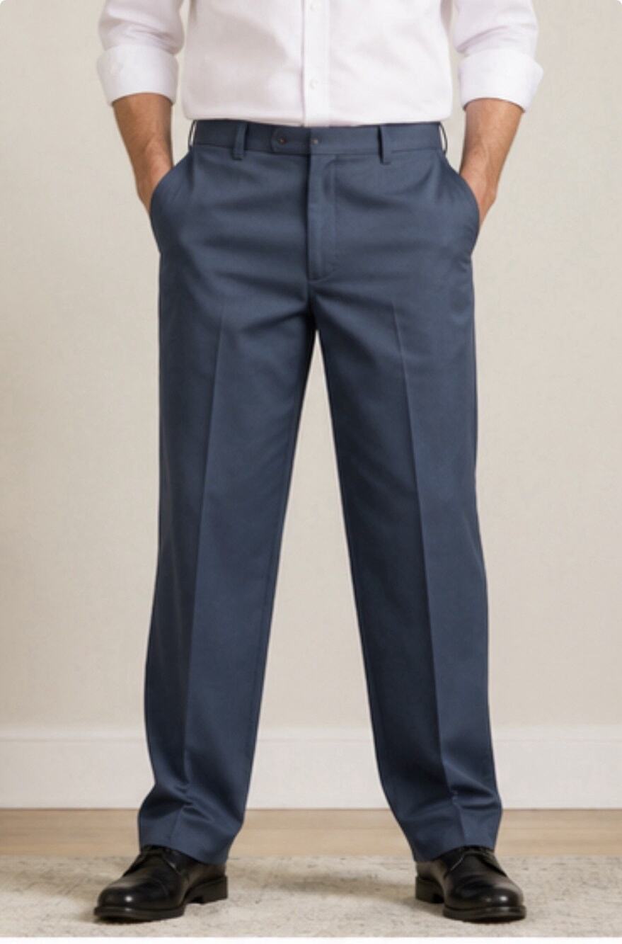 Levi’s Action Slacks Dress Pants Blue W44 L30 Polyester Flat Front Mens